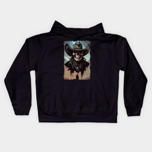 Grunge VIntage Style Wild West Cowboy Skull Sheriff Illustration Kids Hoodie